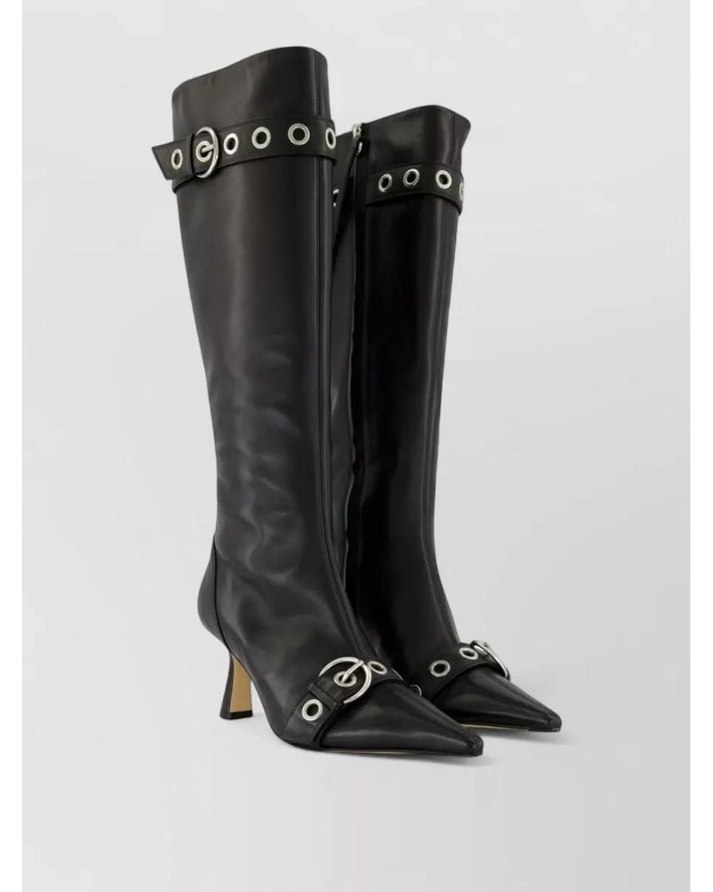 Aeyde Black Leather Knee-High Boots
