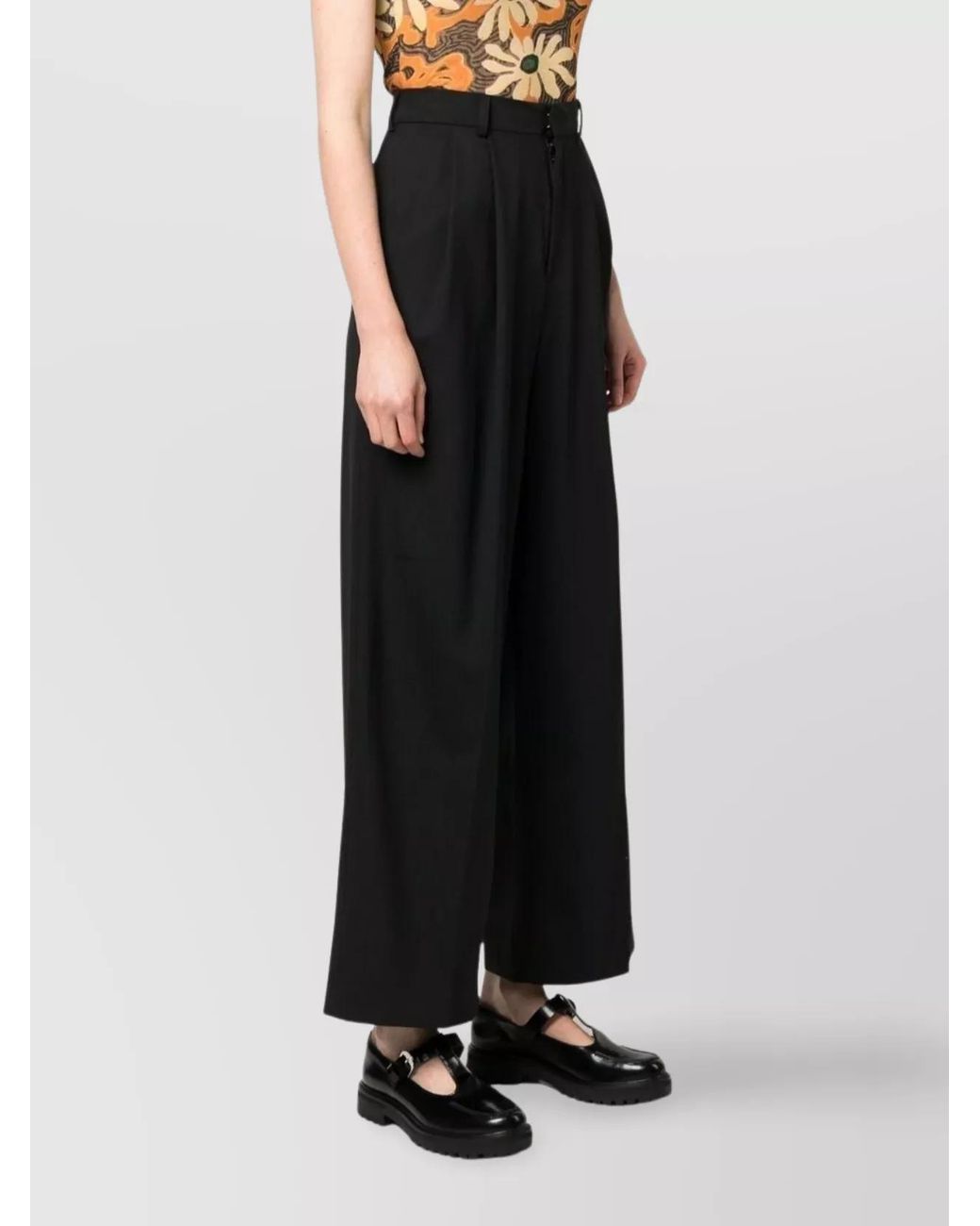 AZ FACTORY Black Virgin Wool High-Rise Pleated Wide-Leg Trousers
