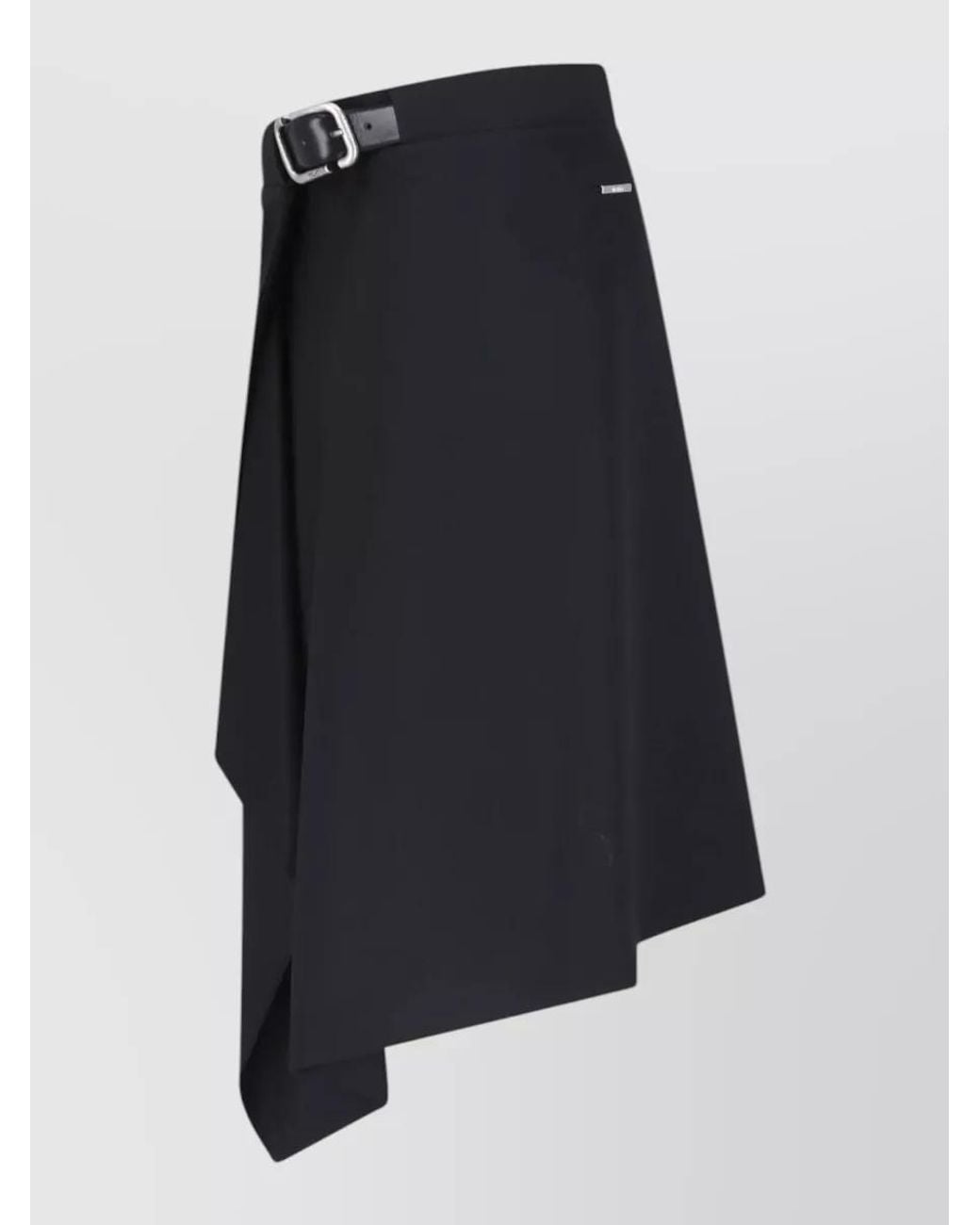 The Attico Blue Wool Asymmetric Midi Skirt