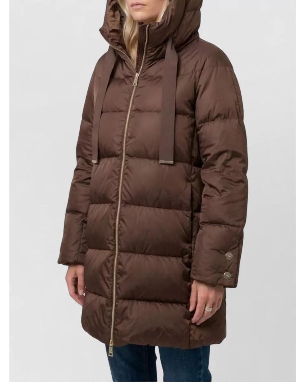 Herno Blue A-Line Midi Down Coat
