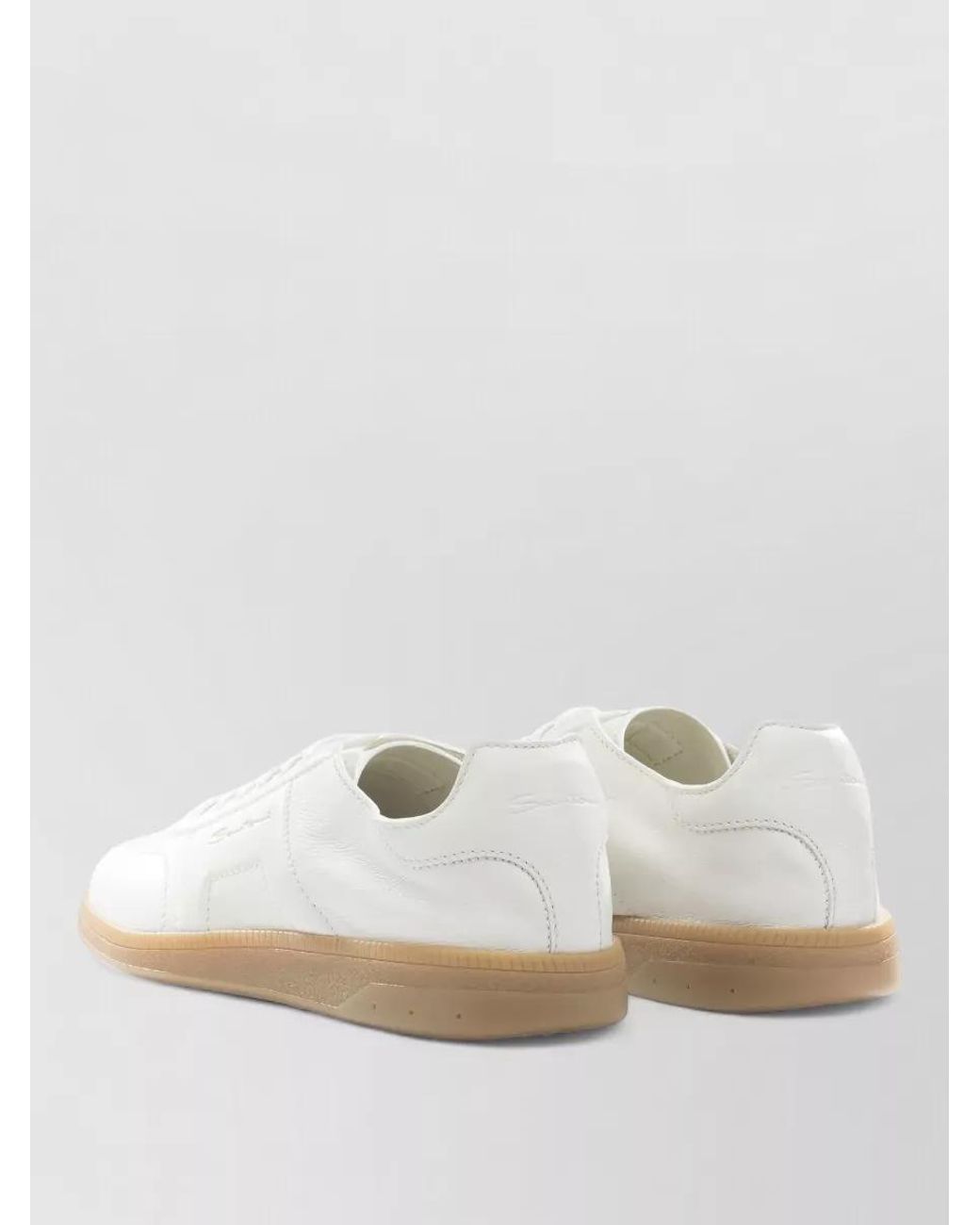 Santoni White Calf Leather Low-Top Sneakers for men