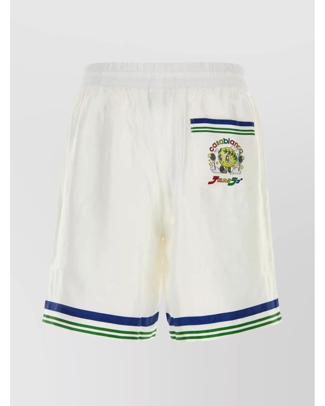 Casablanca White Silk Satin Bermuda Shorts for men