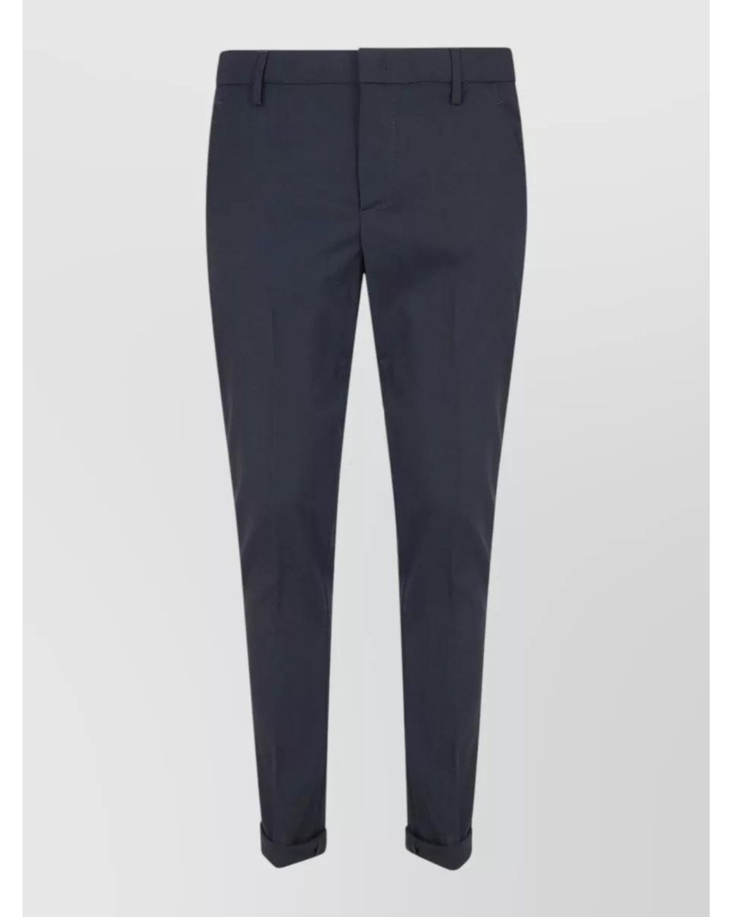 Dondup Blue Virgin Wool Low-Rise Straight-Leg Trousers for men