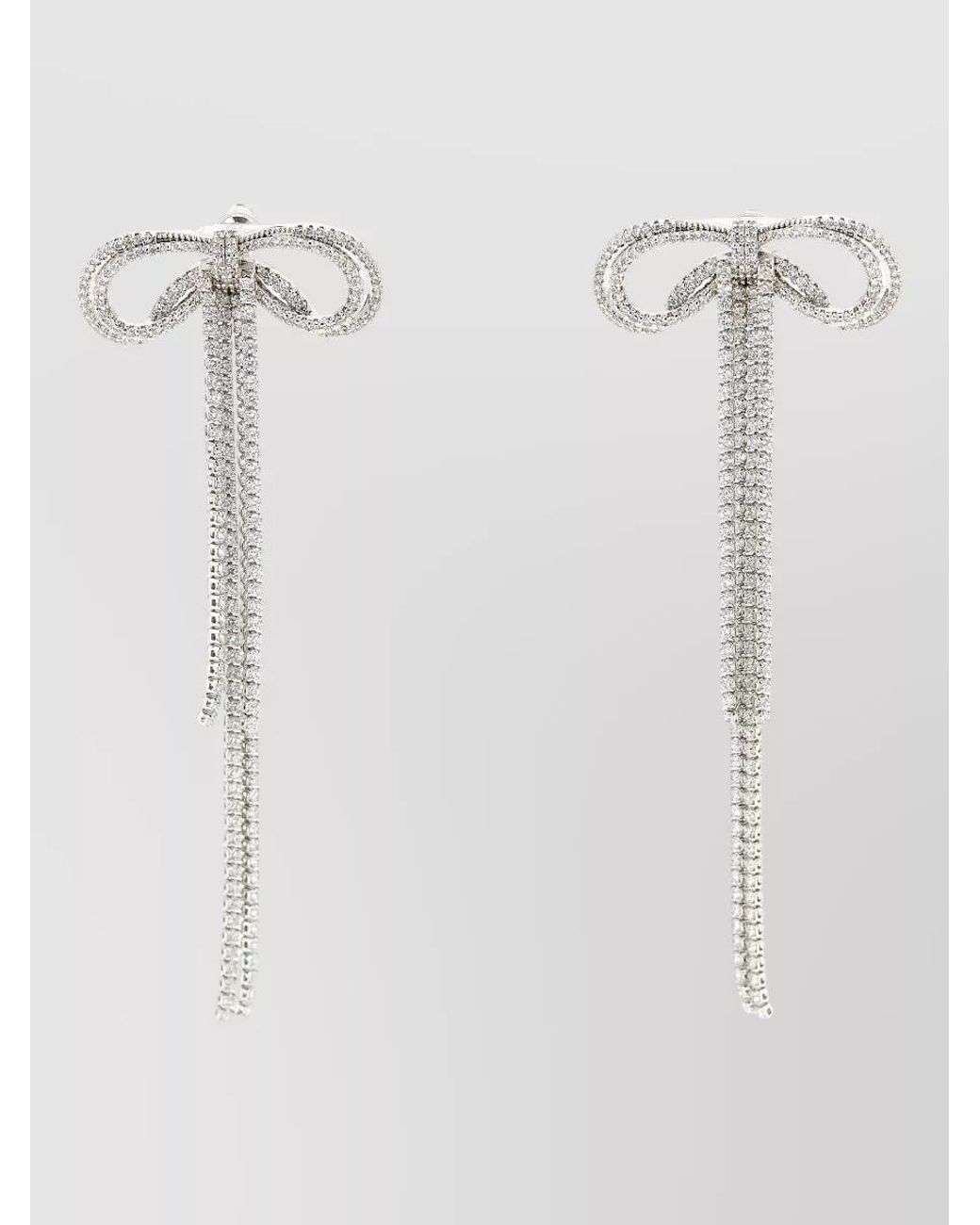 Self-Portrait White Crystal Bow Drop Earrings