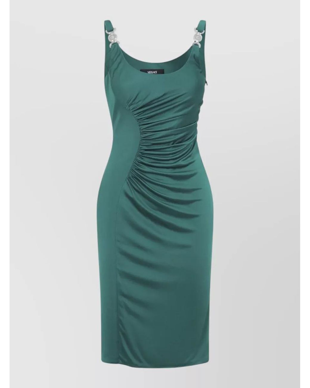 Versace Green Draped Knee-Length Dress