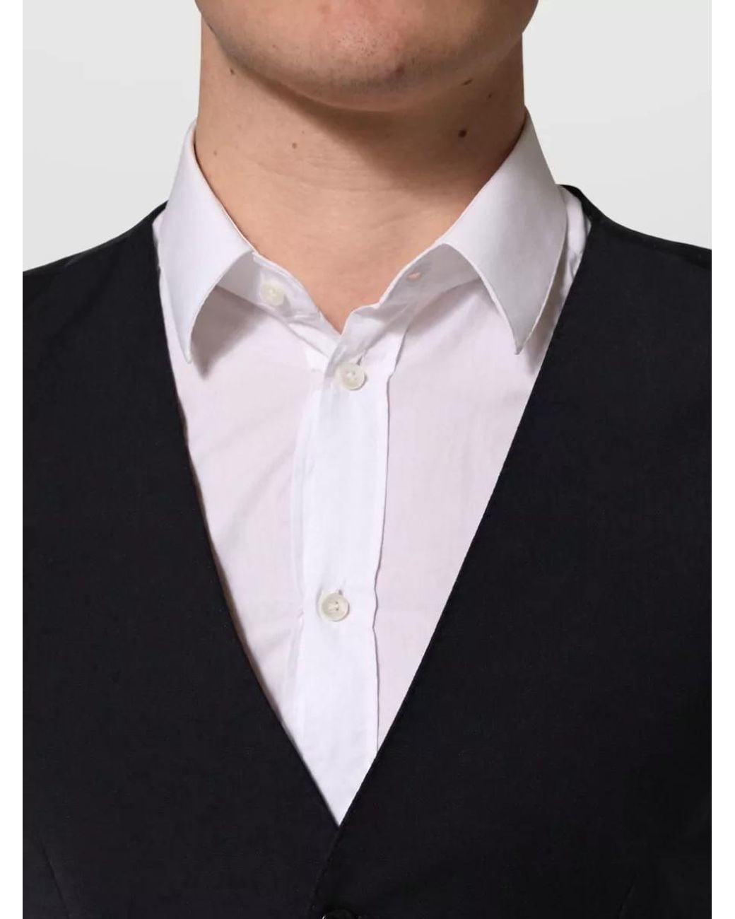 Dolce & Gabbana Blue Wool Single Breasted Waistcoat for men