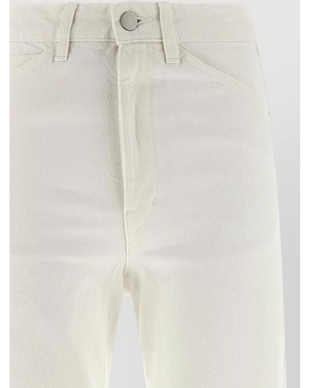 Lemaire White Denim High-Rise Straight-Leg Wide-Leg Pants