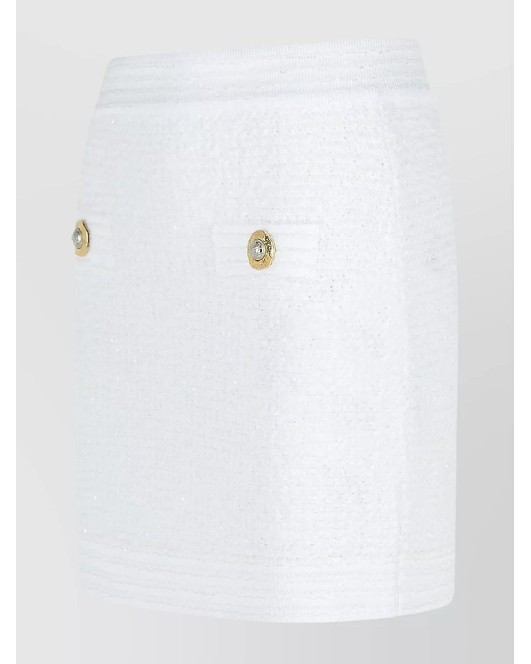 Balmain White High-Rise Tweed Mini Skirt