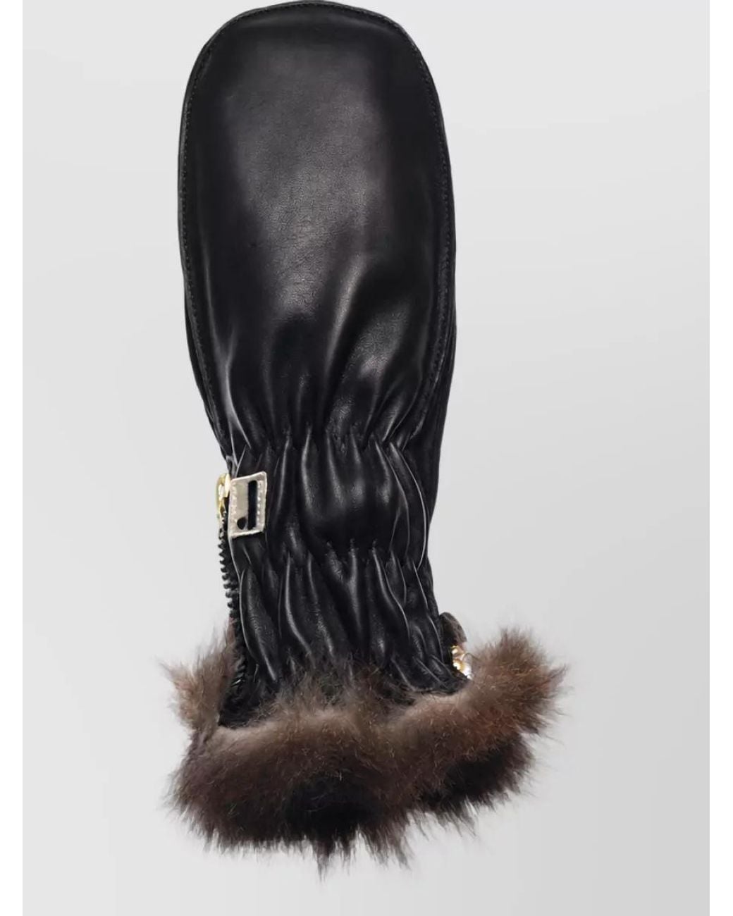 Restelli Black Leather Mittens