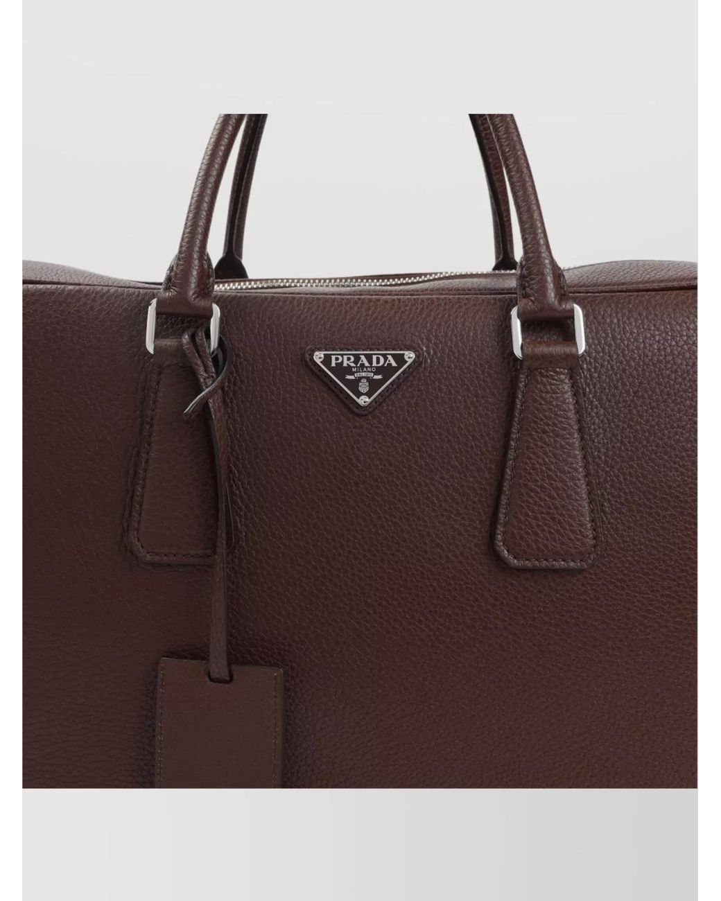 Prada Brown Leather Tote Bag for men