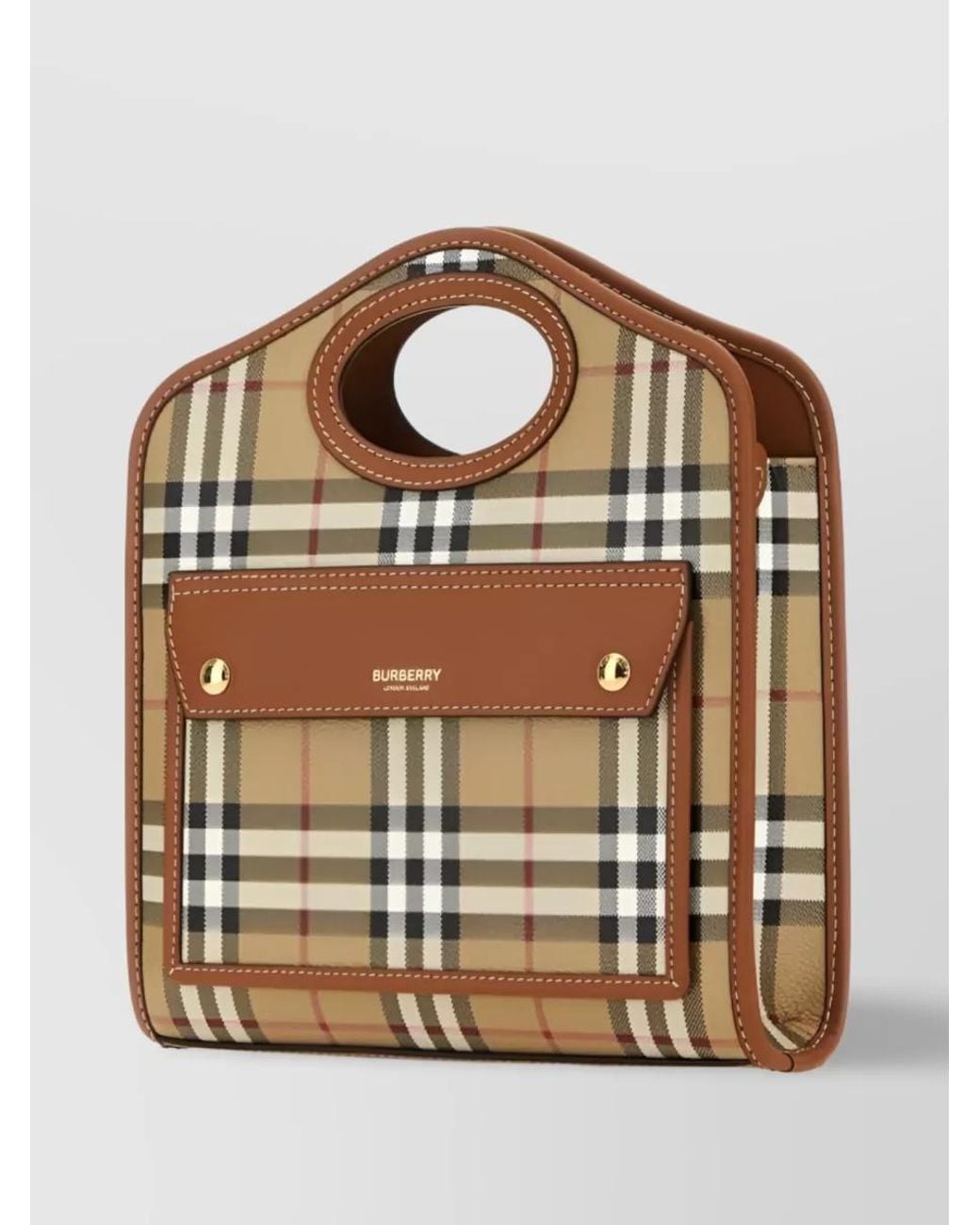 Burberry Brown Checked Mini Tote Bag