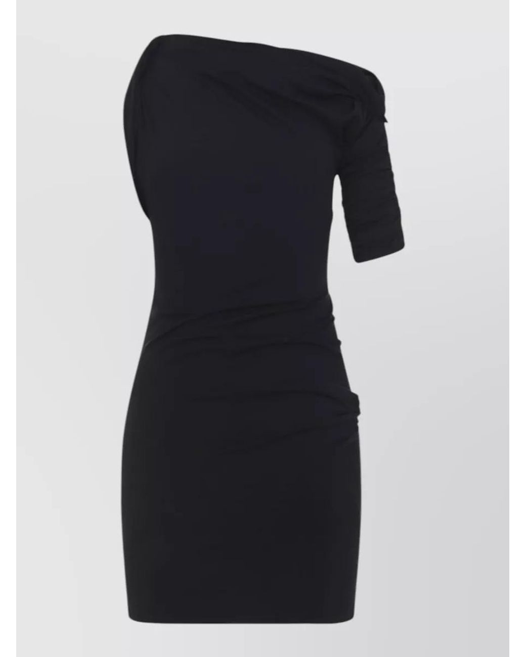 Jacquemus Black Cotton Silk Asymmetric Draped Mini Dress