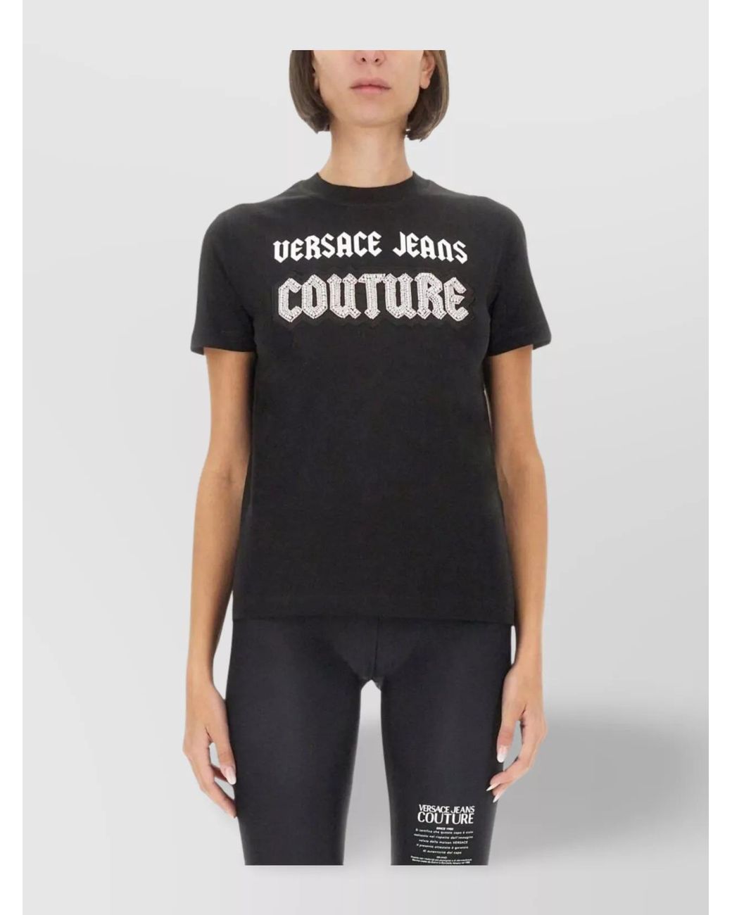 Versace Jeans Couture Black Regular-Fit Logo-Print T-Shirt