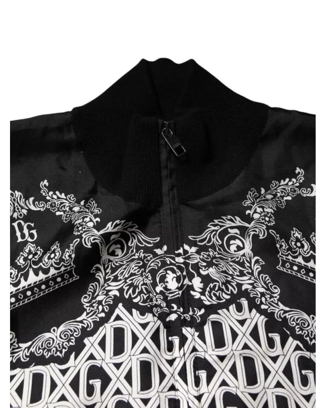 Dolce & Gabbana Black Cashmere Silk Bandana Print Zip Up Bomber Jacket for men