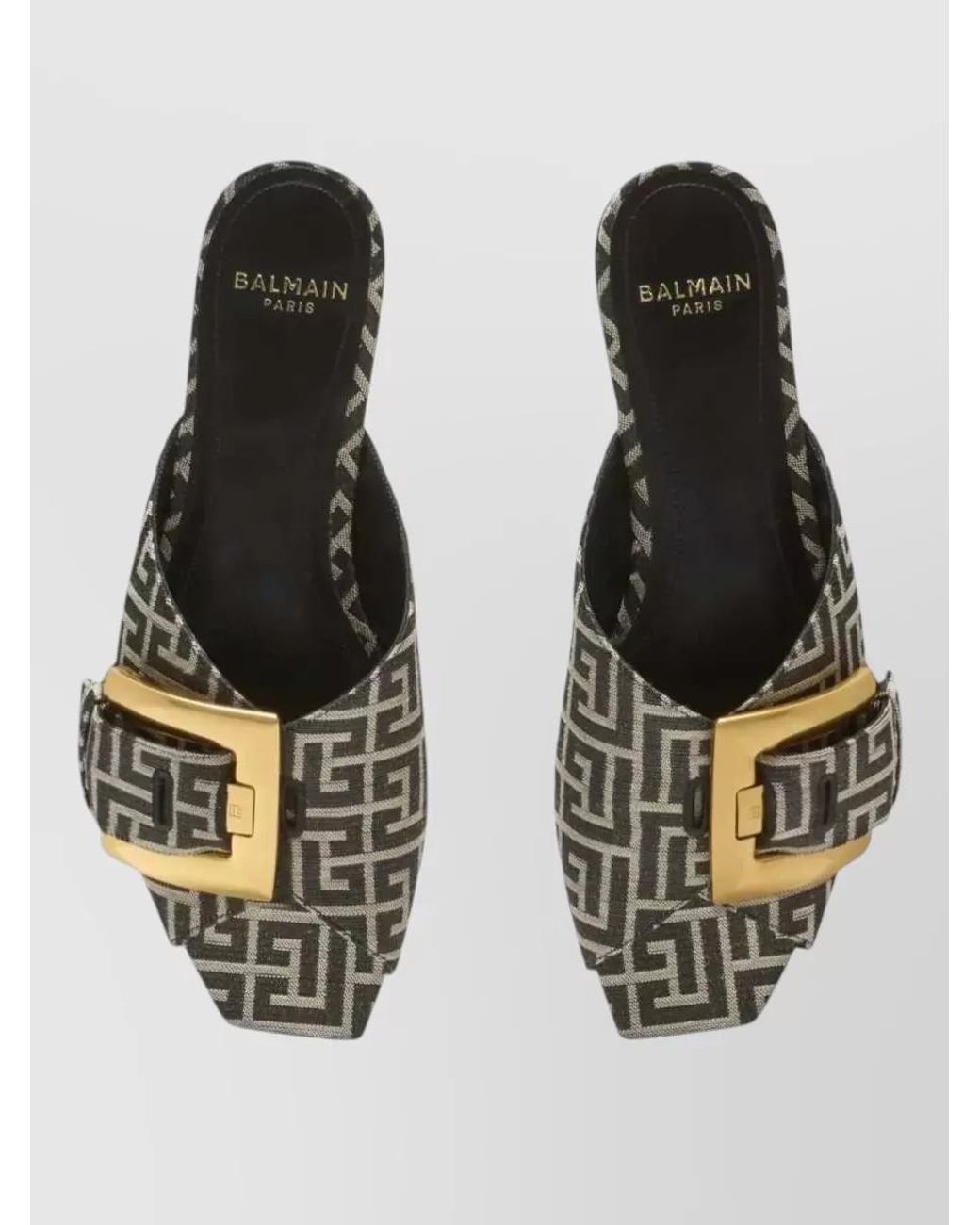 Balmain Green Flat Monogram Jacquard Anthem Sandals
