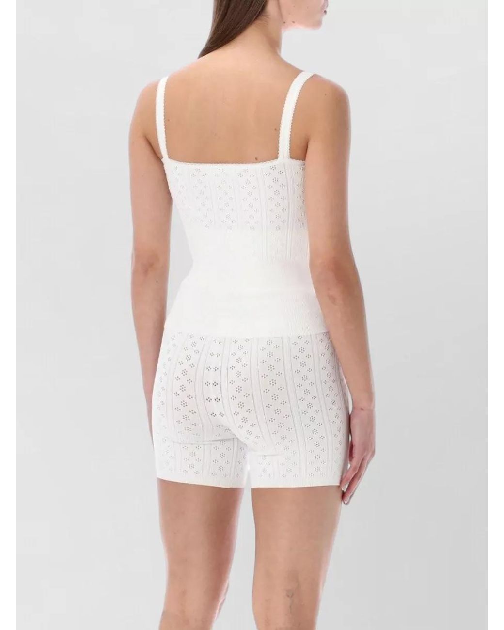 J.W. Anderson White Pointelle Knit Bow Cami Top