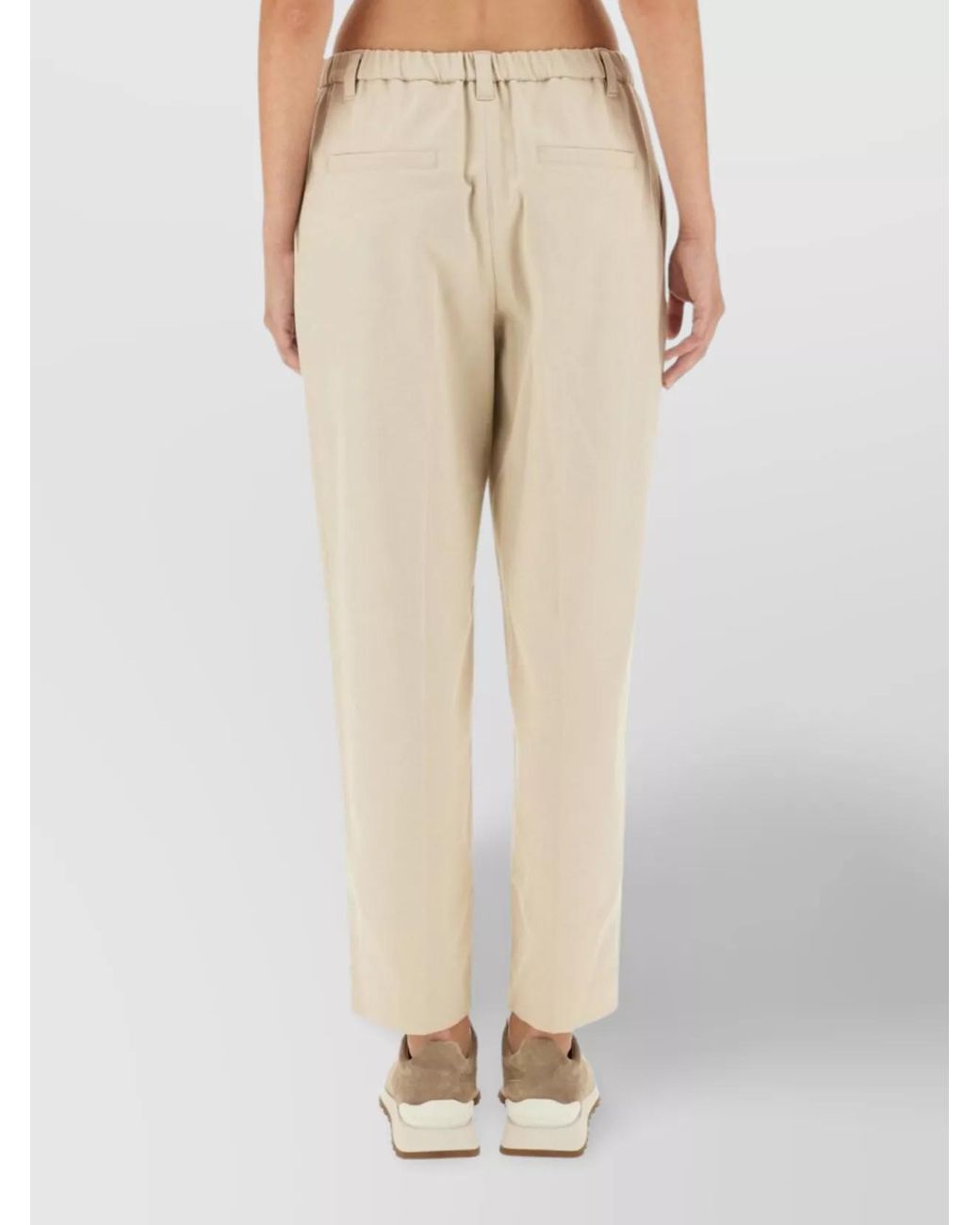 Brunello Cucinelli Natural Cropped Tapered Trousers