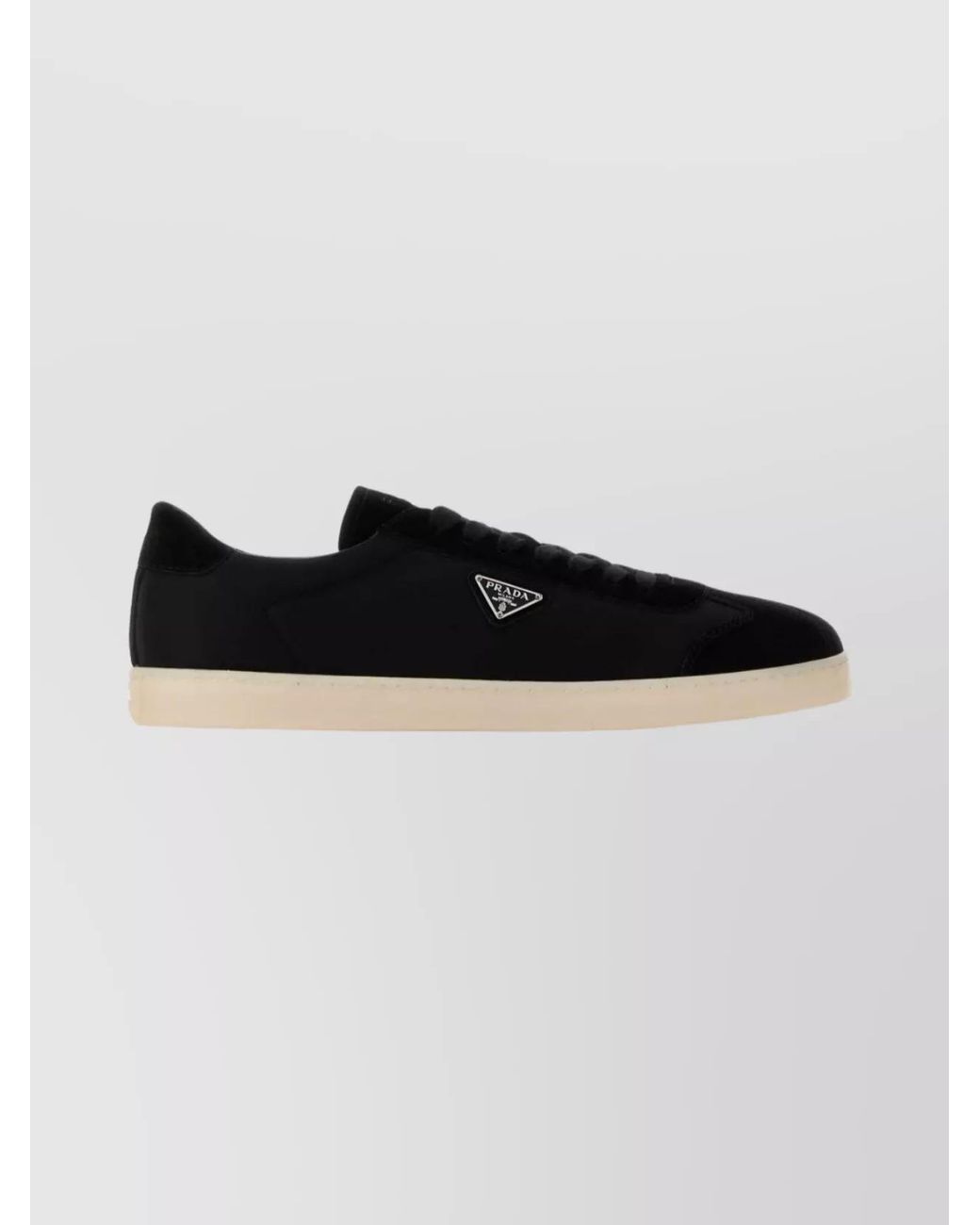 Prada Black Triangle Logo Suede Low-Top Sneakers for men