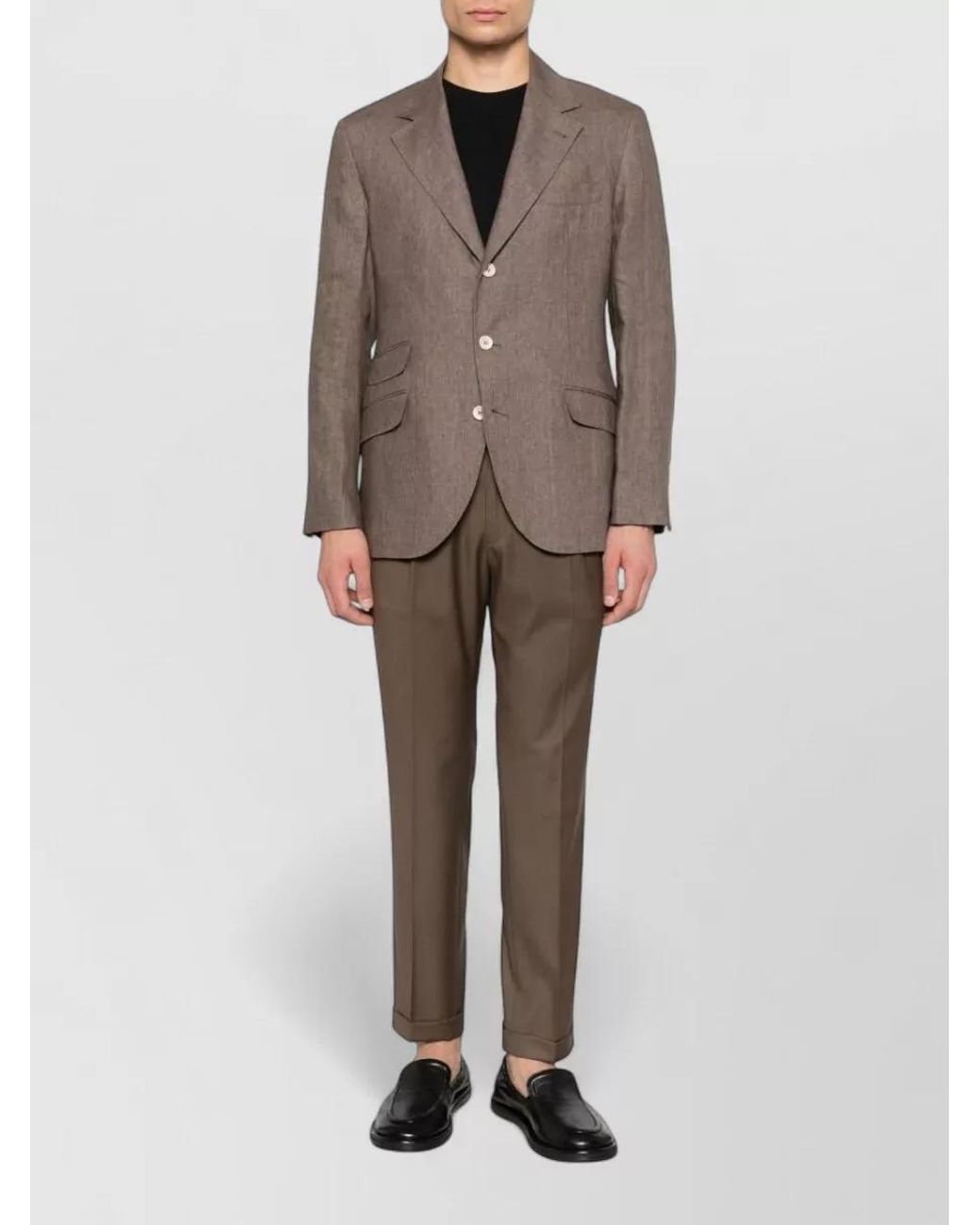 Brunello Cucinelli Brown Linen Single-Breasted Jacket for men
