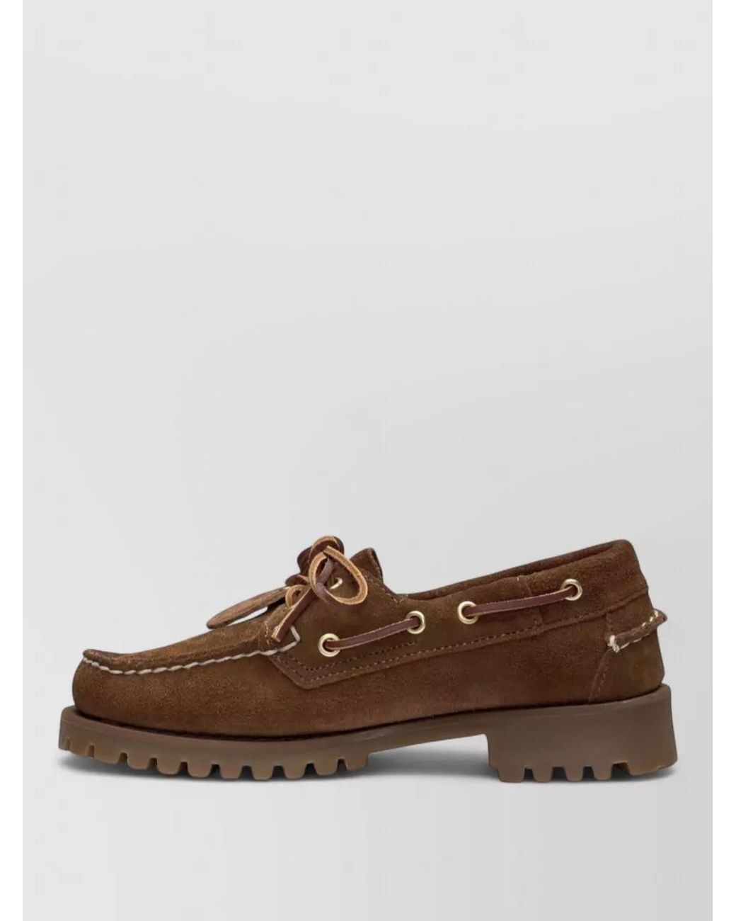Sebago Brown Leather Lace-Up Moccasins