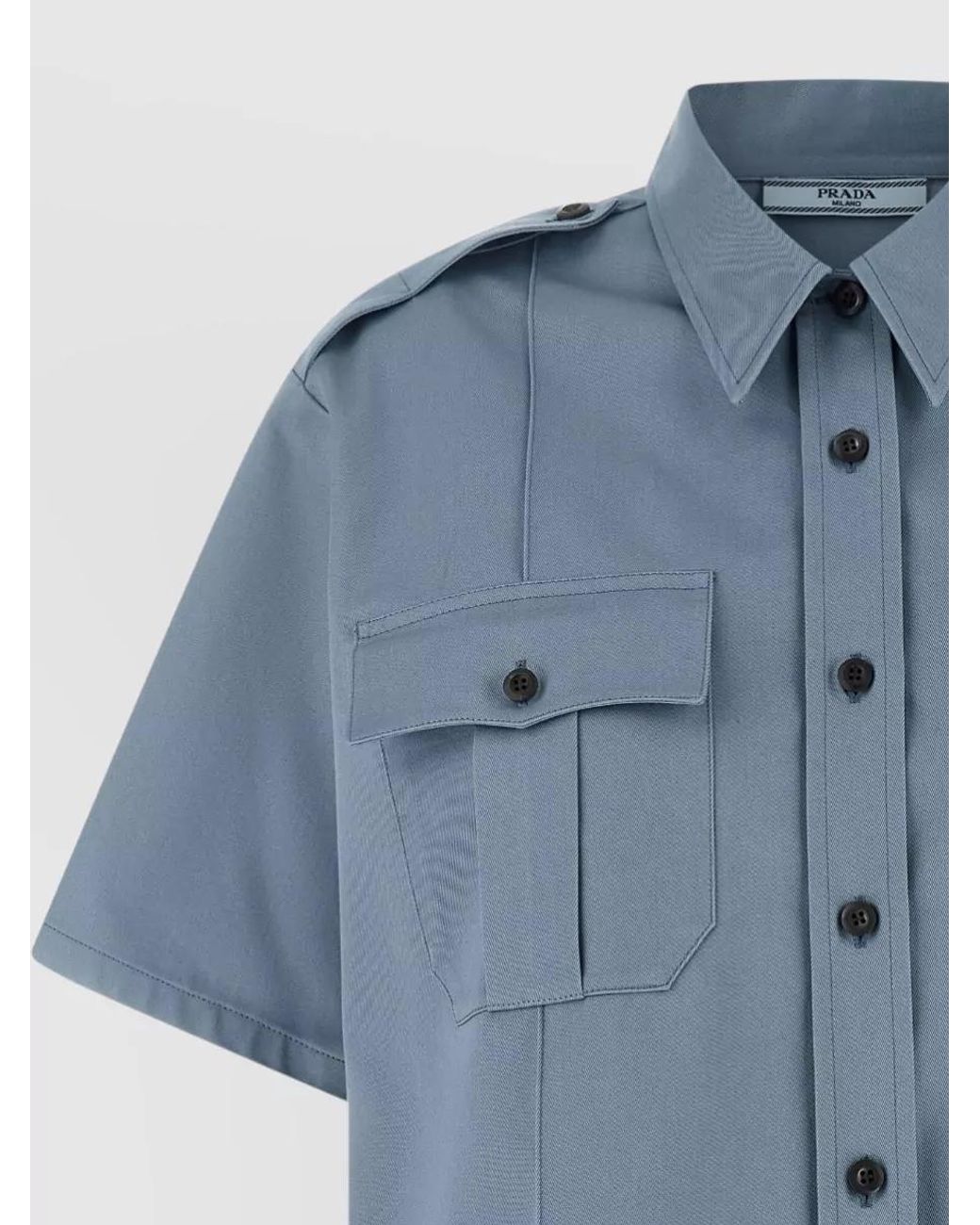 Prada Blue Cotton Short-Sleeve Shirt