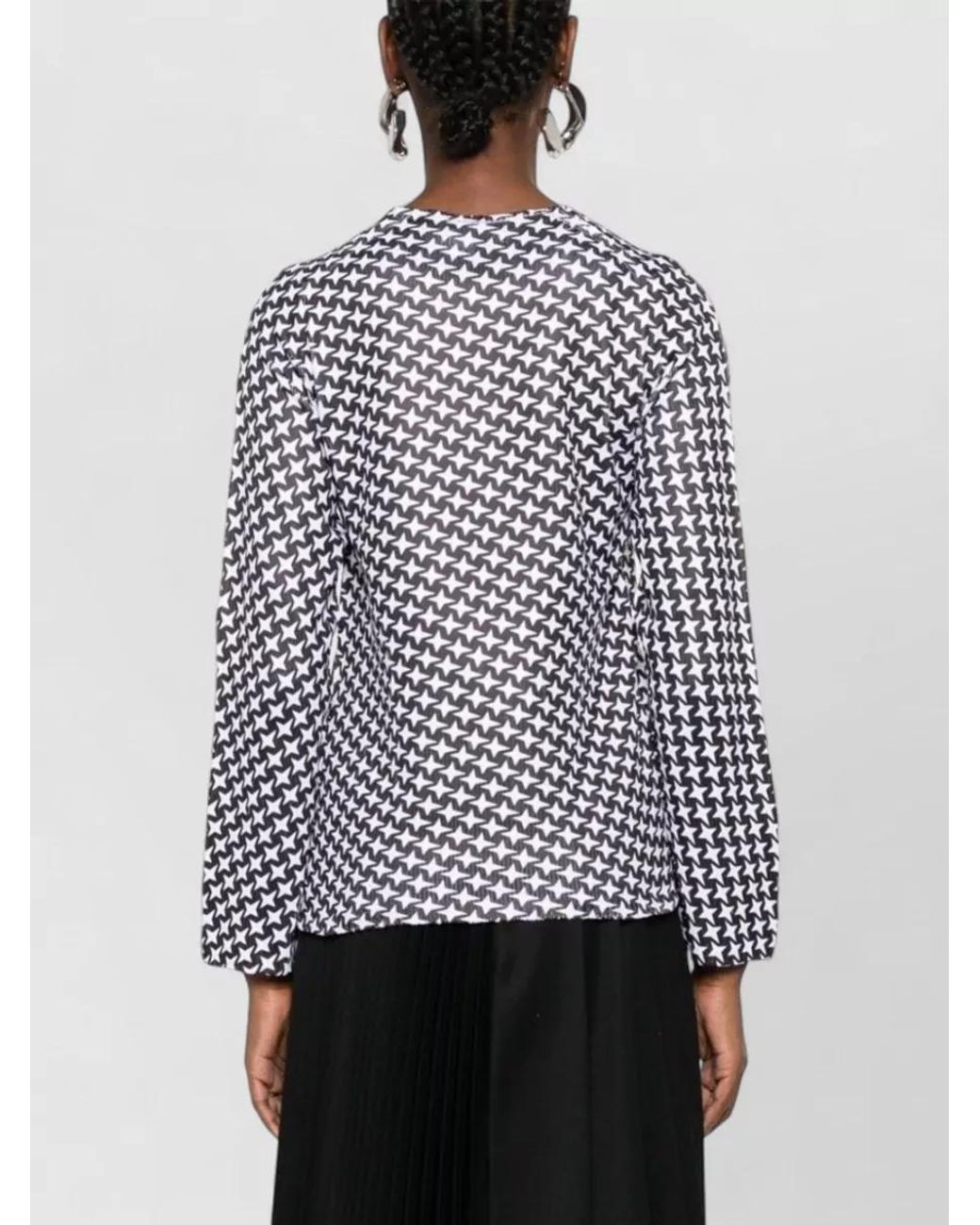 Comme des Garçons Black Fine-Ribbed Star-Print Long-Sleeve Blouse
