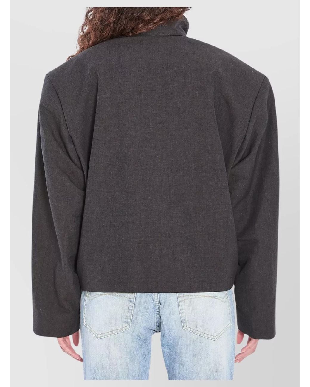 Balenciaga Black Linen Cotton Oversized Zip-Up Jacket