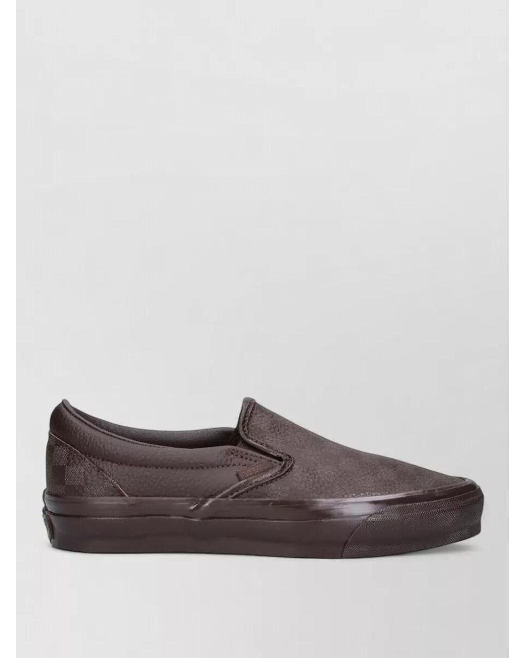 Vans Brown Leather Checkerboard Slip-On Sneakers