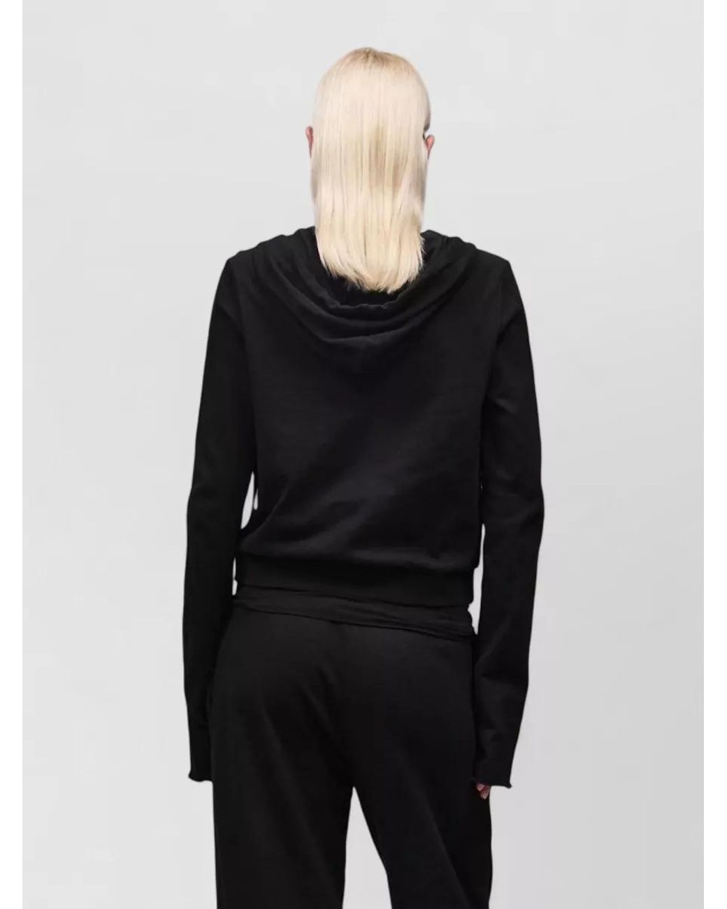 Entire studios Black Cotton Cropped Zip-Up Hoodie