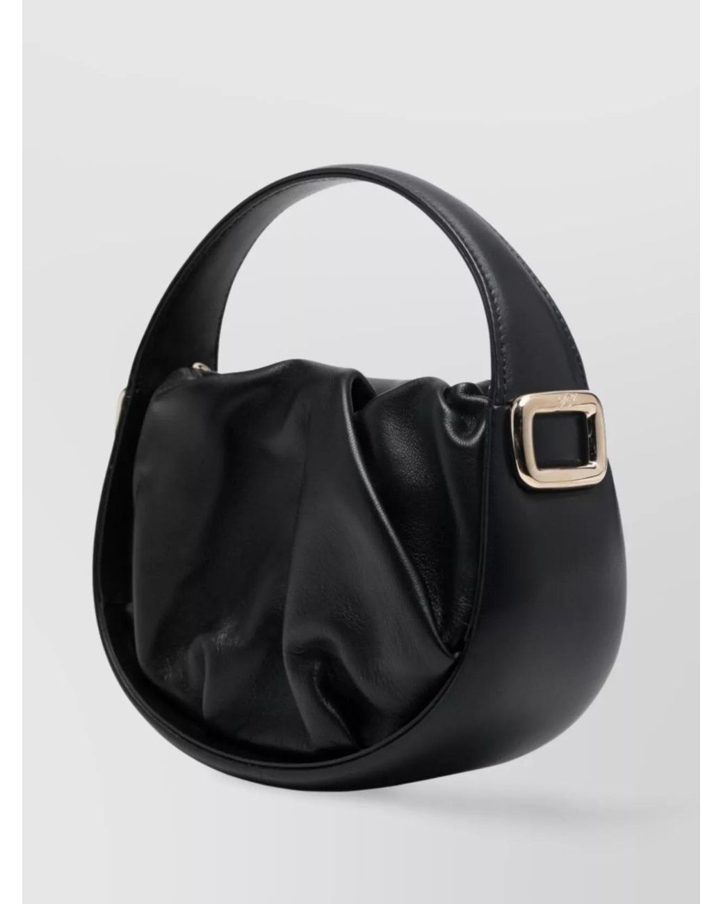 Roger Vivier Black Leather Draped Mini Hobo Bag
