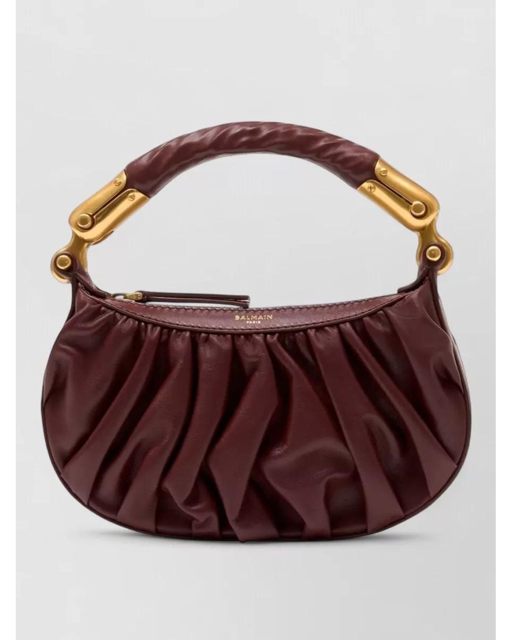 Balmain Brown Ebene Mini Suede Shoulder Bag