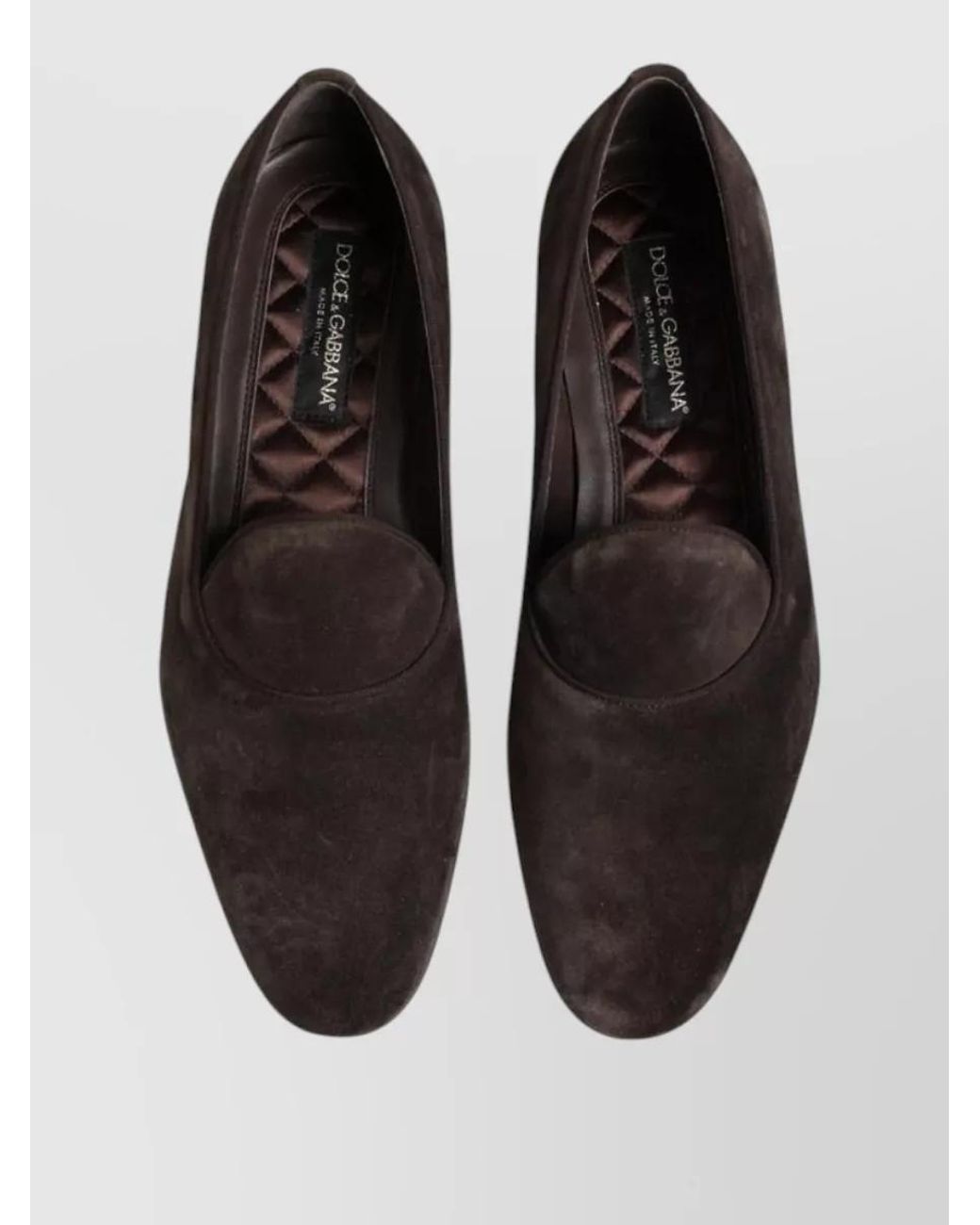 Dolce & Gabbana Brown Velvet Leather Loafers for men