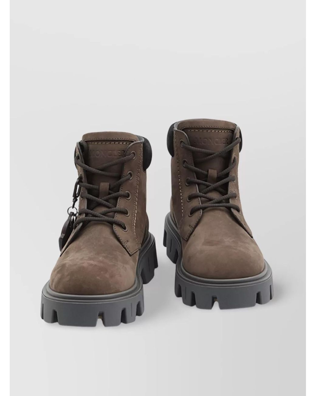 Moncler Brown Leather Lace-Up Ankle Boots for men