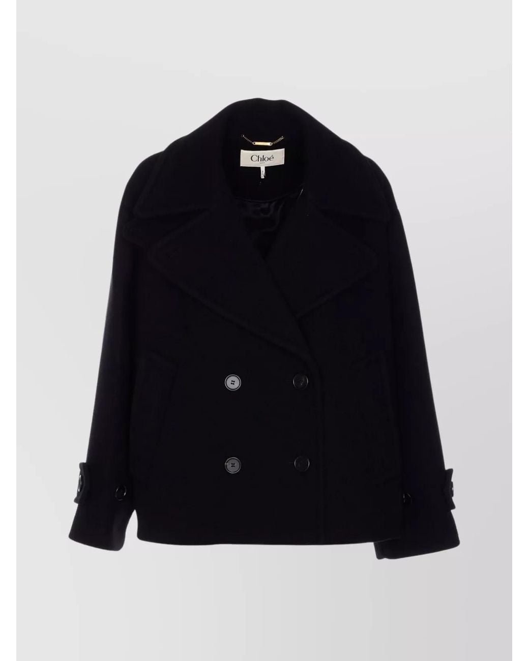 Chloé Blue Double-Breasted Notched Lapels Jacket Pockets