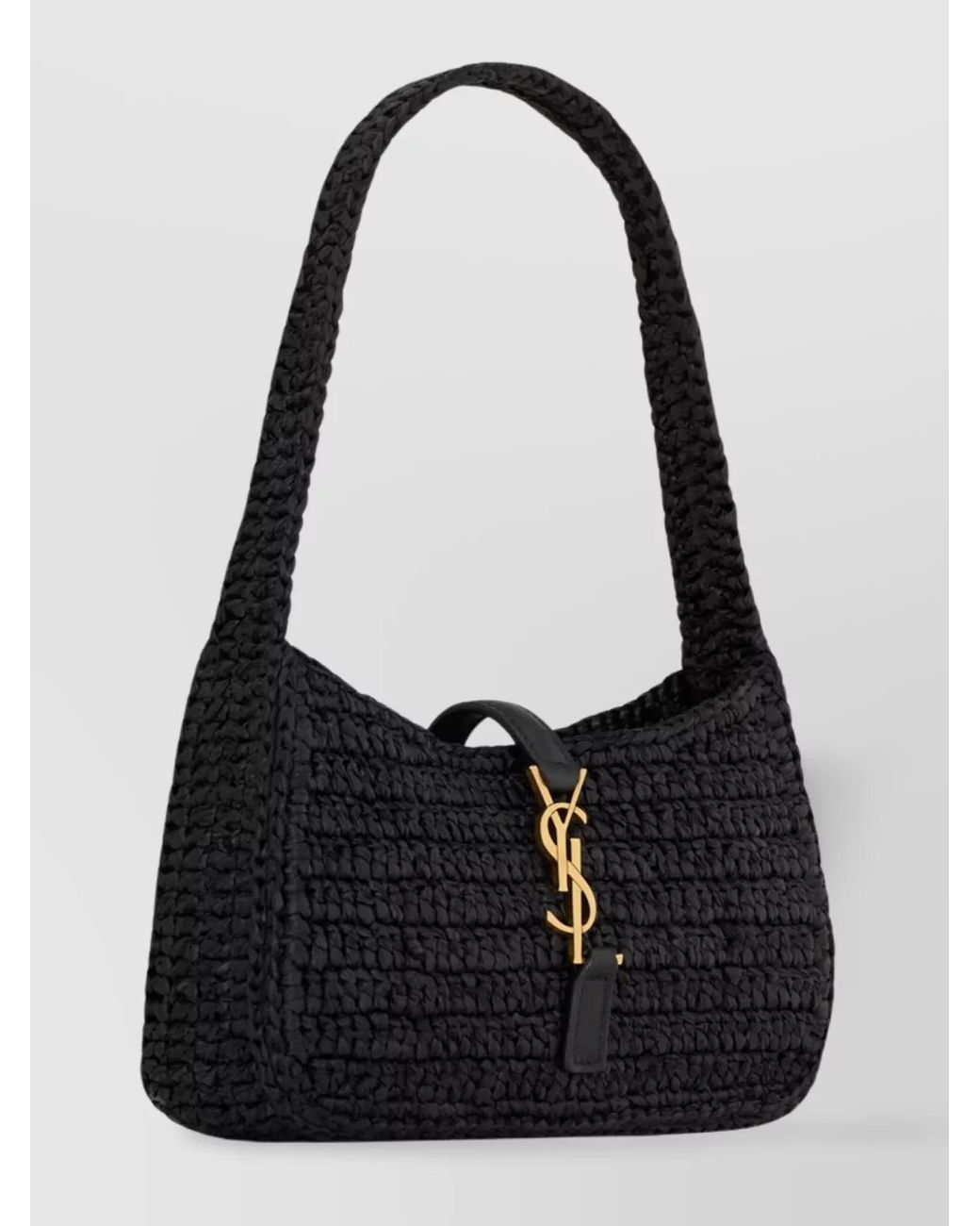 Saint Laurent Black Le 5 À 7 Mini Raffia Shoulder Bag
