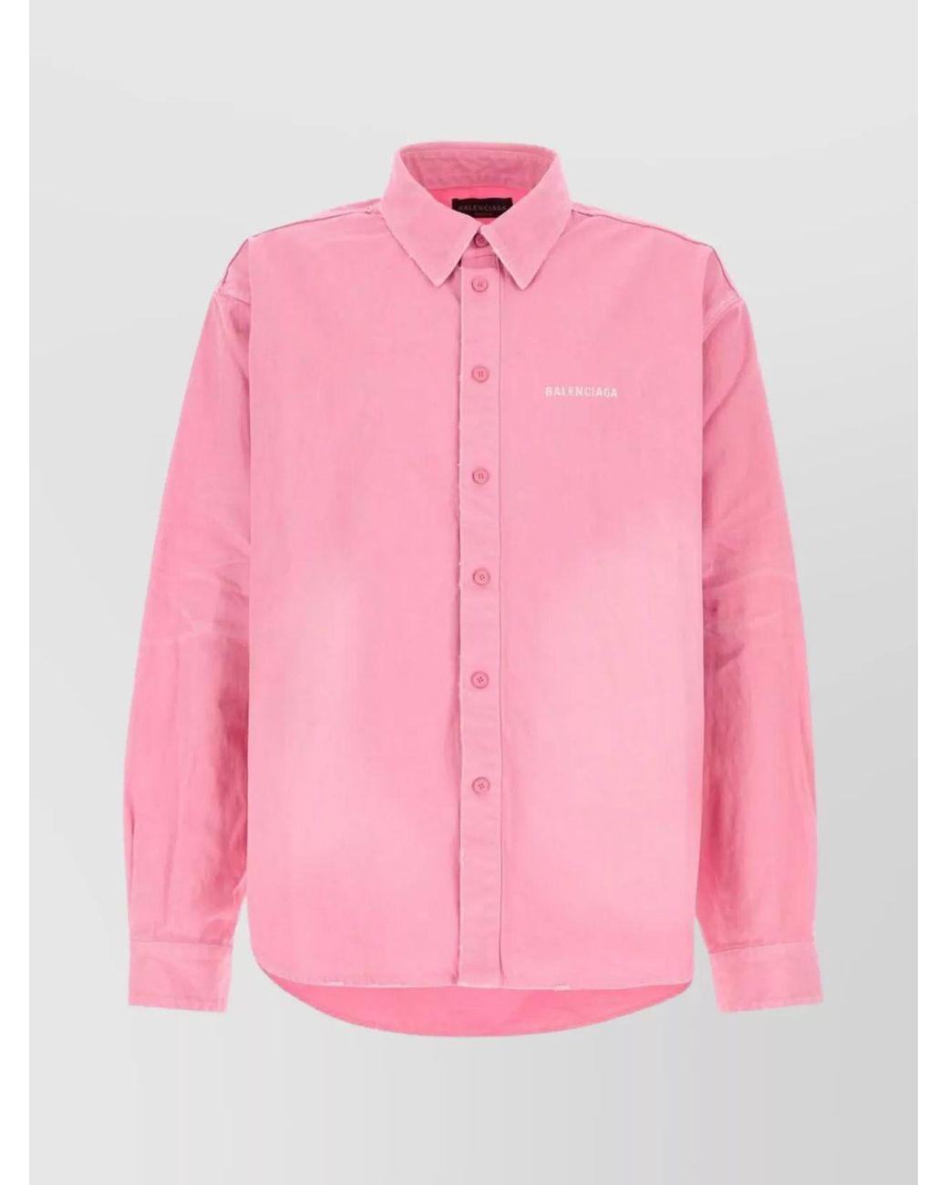 Balenciaga Pink Oversized Cotton Long-Sleeve Shirt