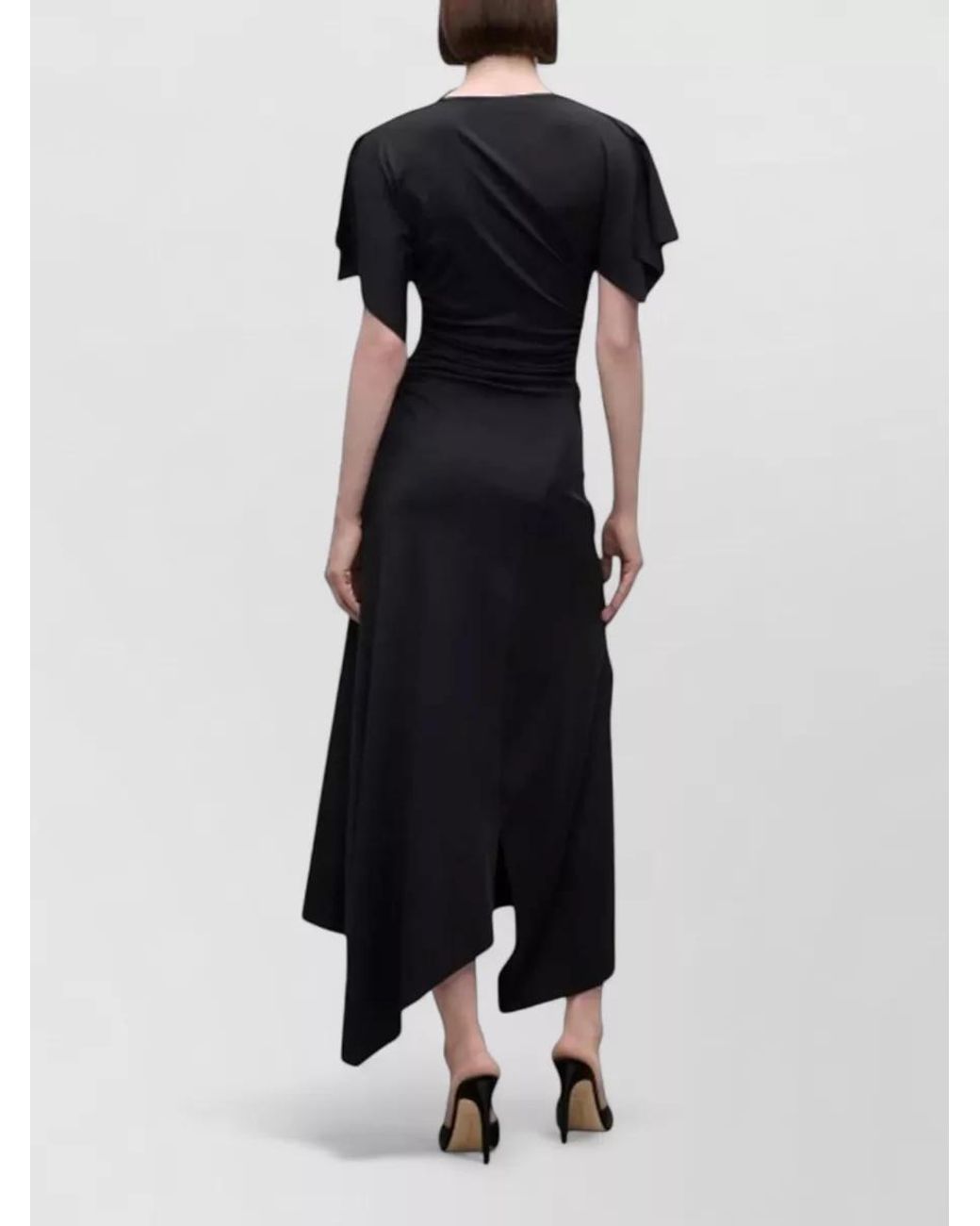 Victoria Beckham Black Draped Asymmetric Midi Dress