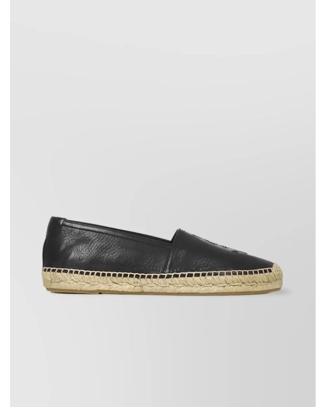 Saint Laurent Black Leather Espadrilles for men