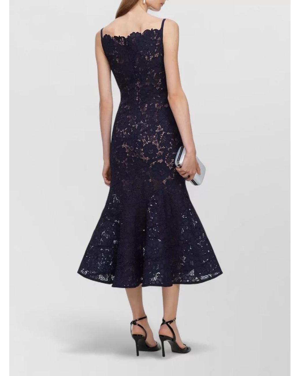 Self-Portrait Blue Spiral Lace Midi Dress