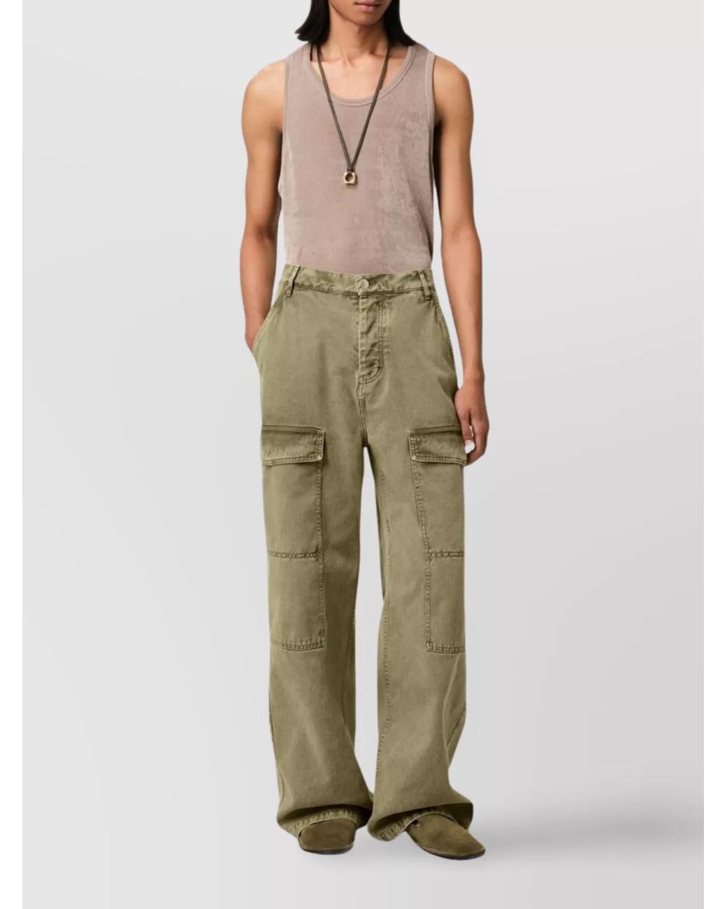 AMI Green Straight Trousers for men