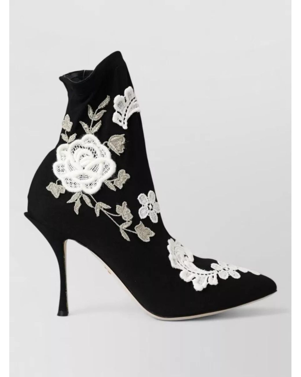 Dolce & Gabbana Black Embroidered Ankle Boots