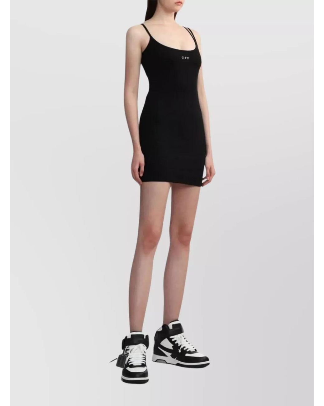 Off-White c/o Virgil Abloh Black Ribbed Slim-Fit Cotton Mini Dress