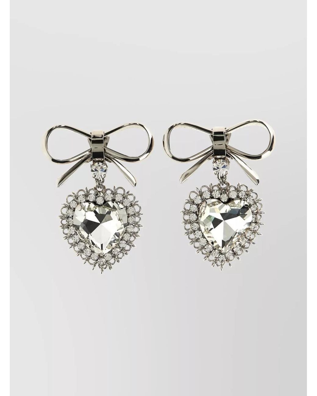 Alessandra Rich Gray Metal Bow Earrings