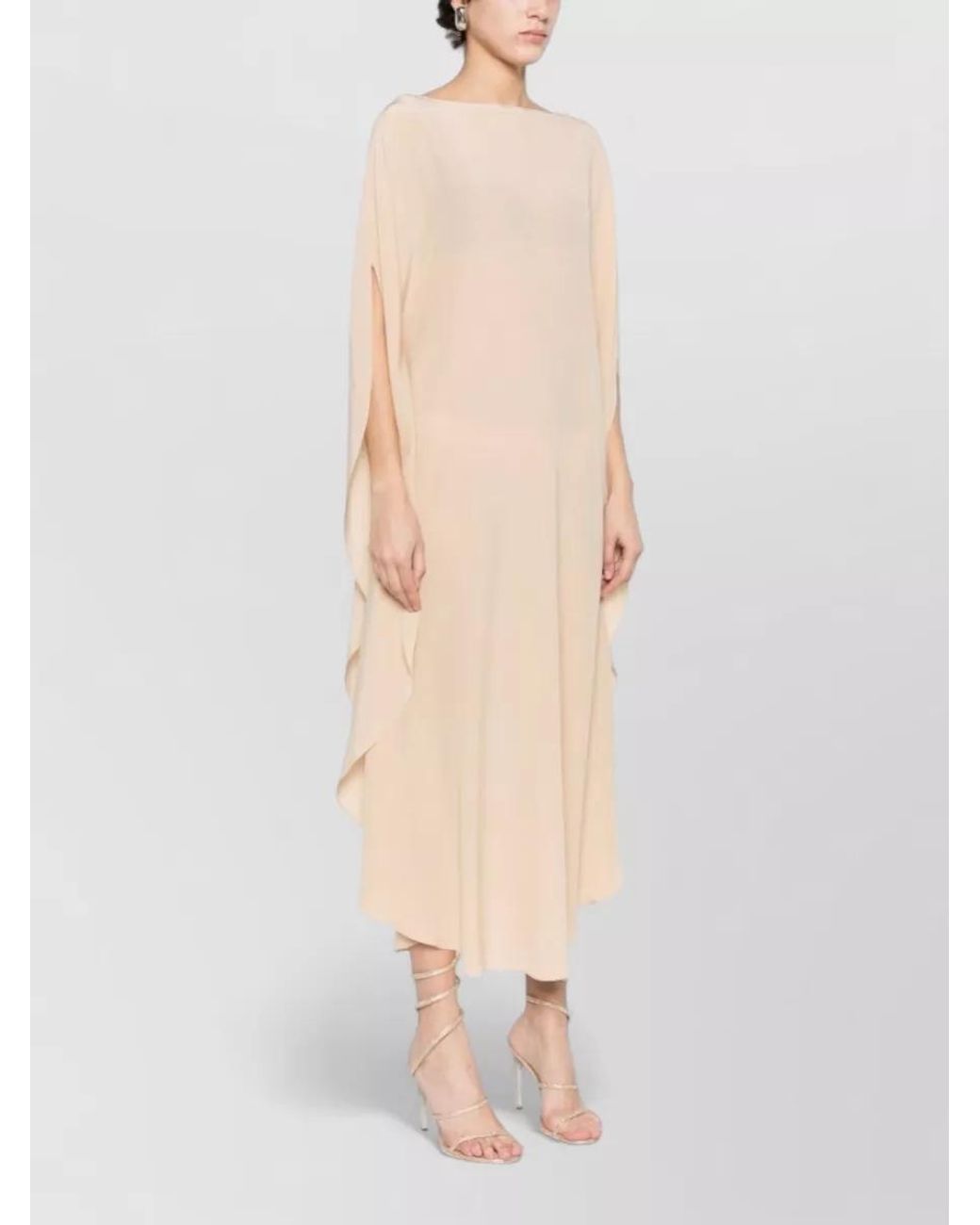 Gianluca Capannolo Natural Silk Short-Sleeve Shirt Midi Dress
