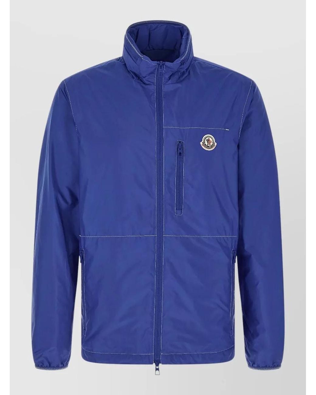 Moncler Blue Arrakis Jacket High Collar Zip Pocket for men