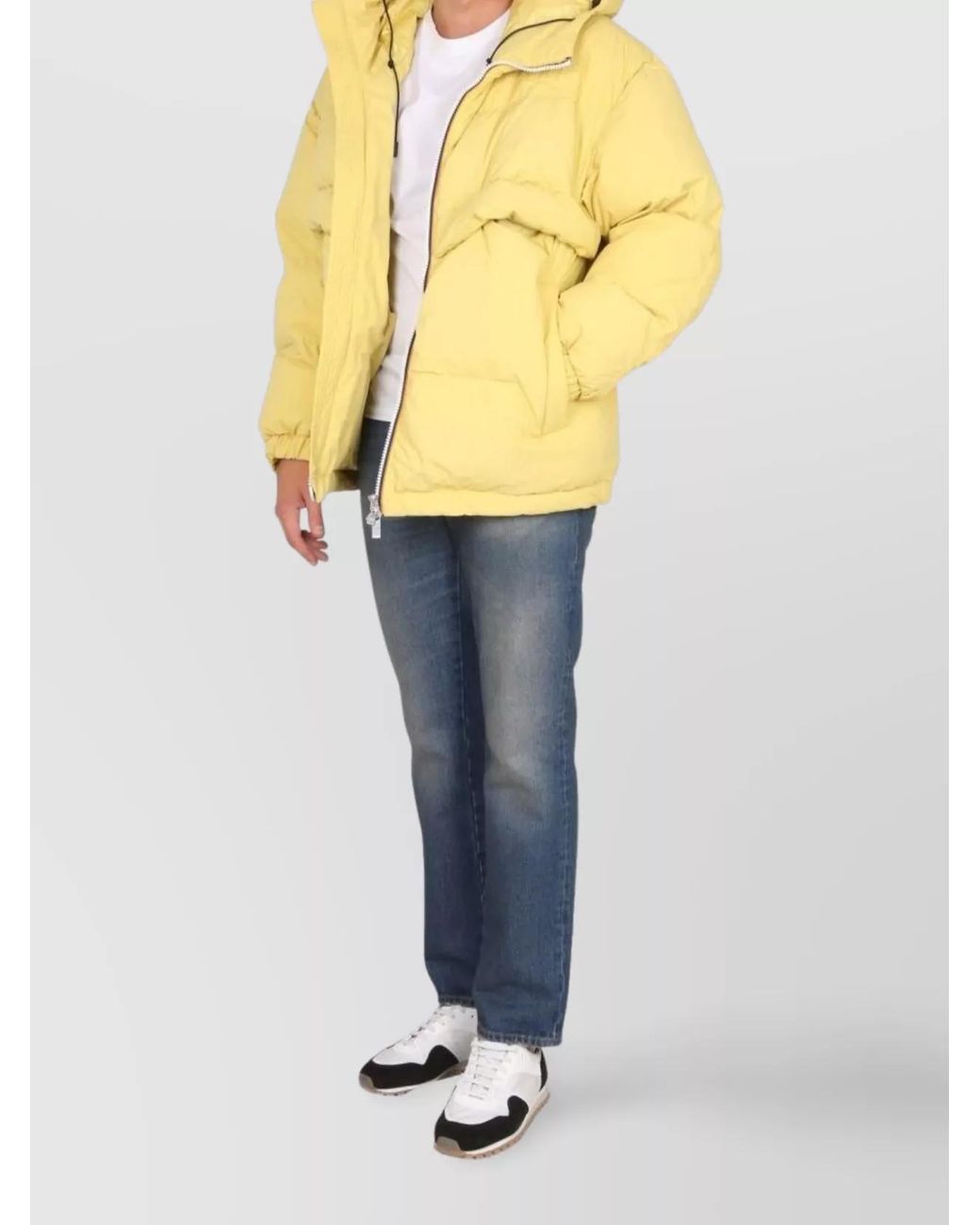 K-Way Yellow Cotton Hooded Padded Jacket for men