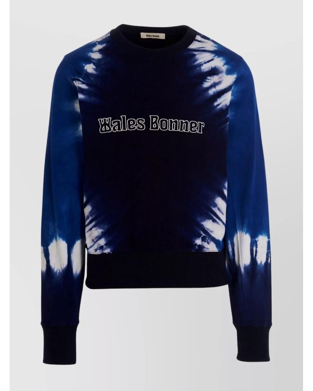 Wales Bonner Blue Tie Dye Logo Embroidered Sweatshirt for men