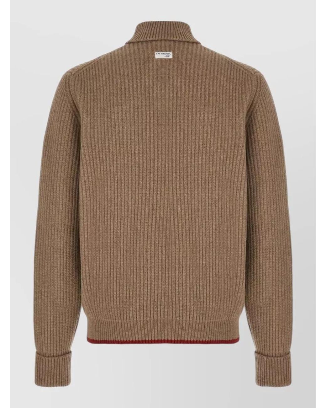 Fay Brown Ribbed Virgin Wool Turtleneck Jumper for men