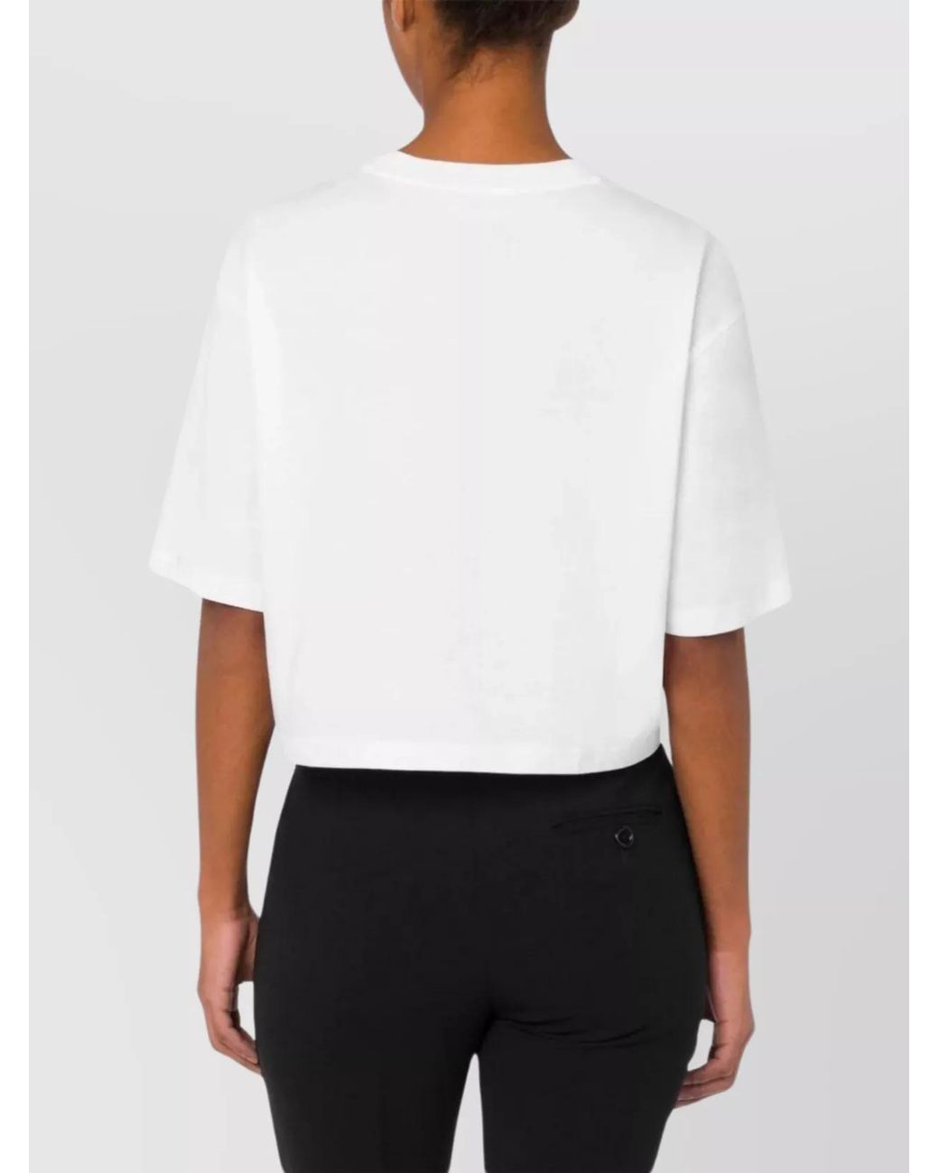 Moschino White Printed Cropped T-Shirt