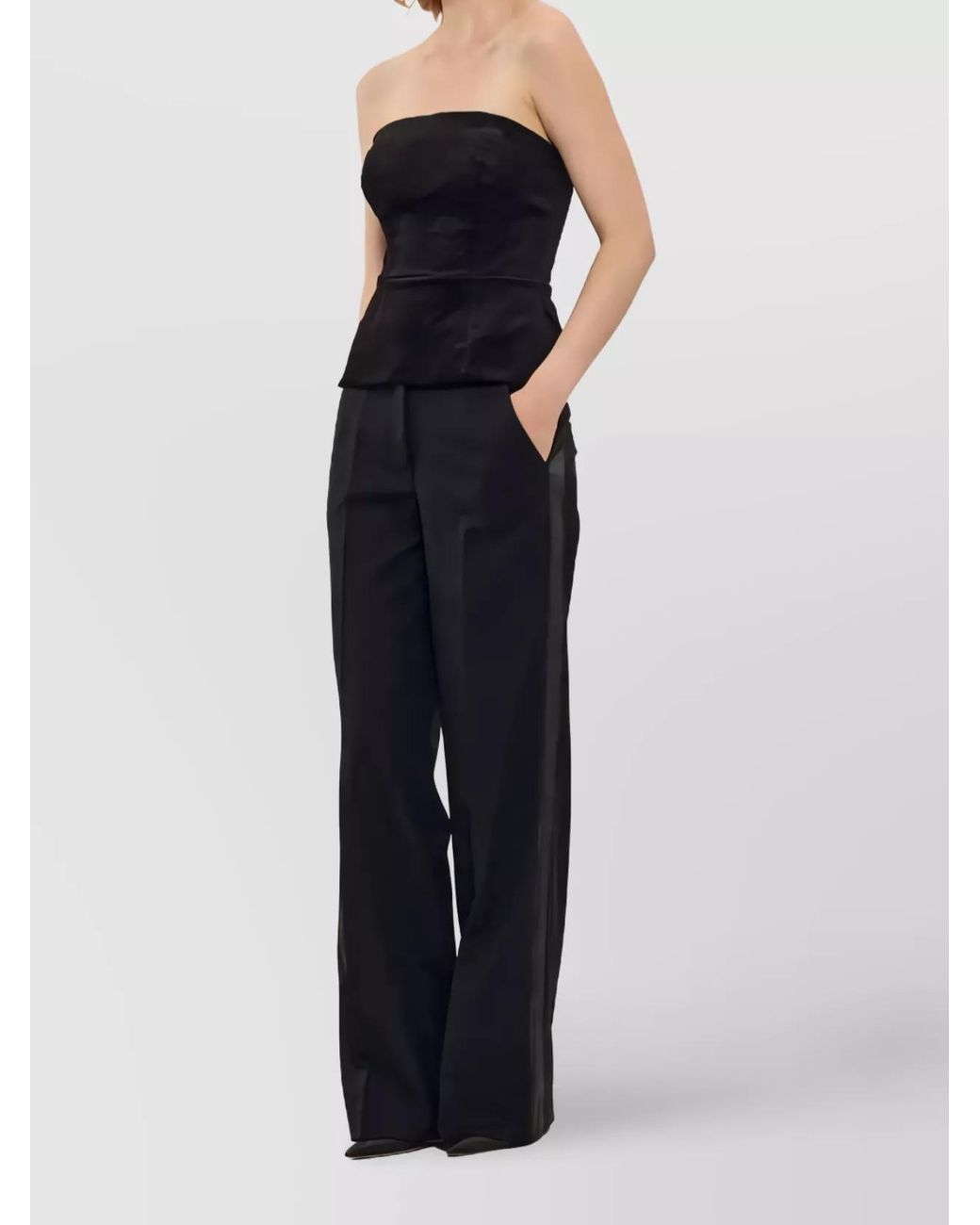 P.A.R.O.S.H. Black Wool Wide-Leg Trousers
